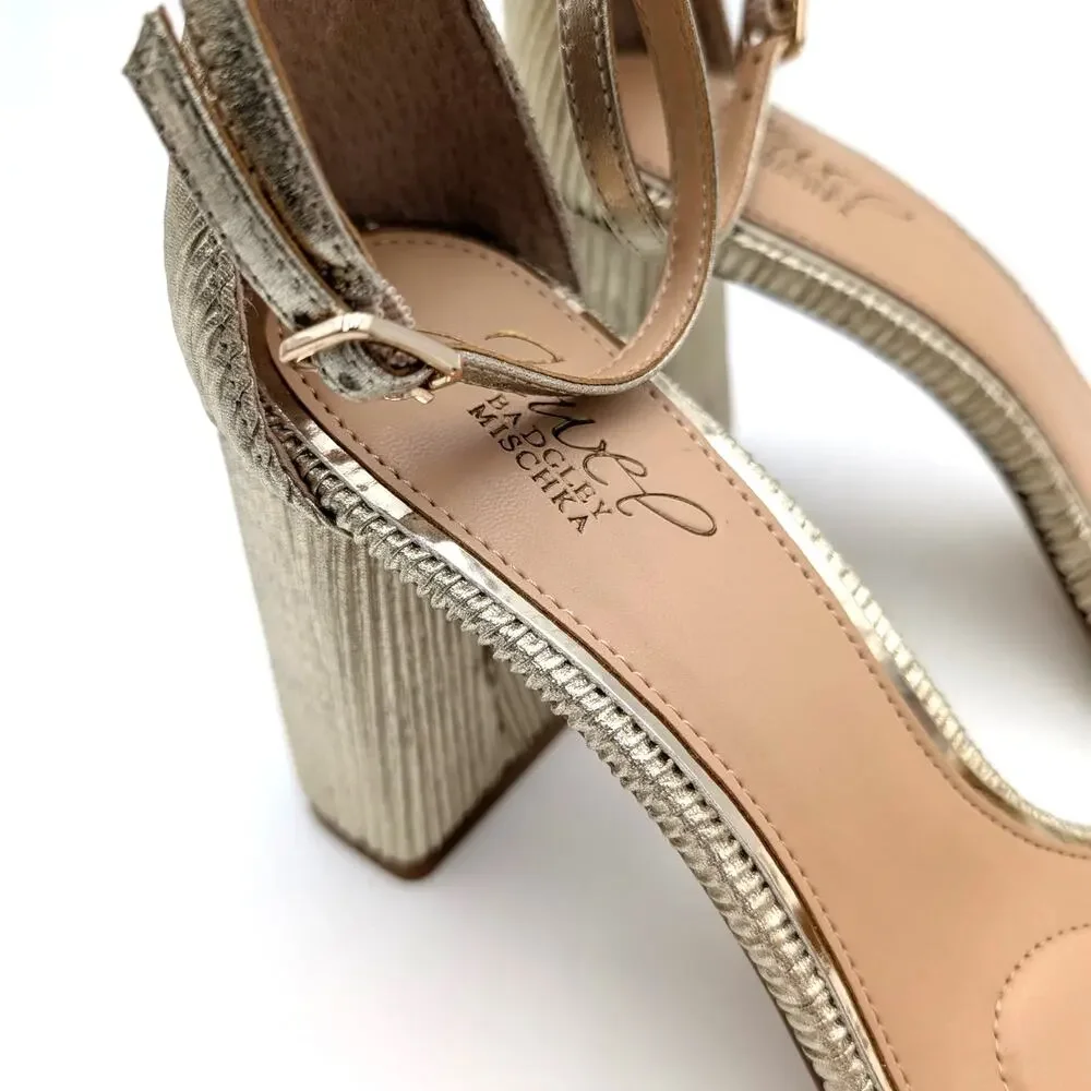 Jewel Badgley Mischka Shea Ankle Strap Sandals Champagne Gold Size US9 EU39.5 - Picture 8 of 10